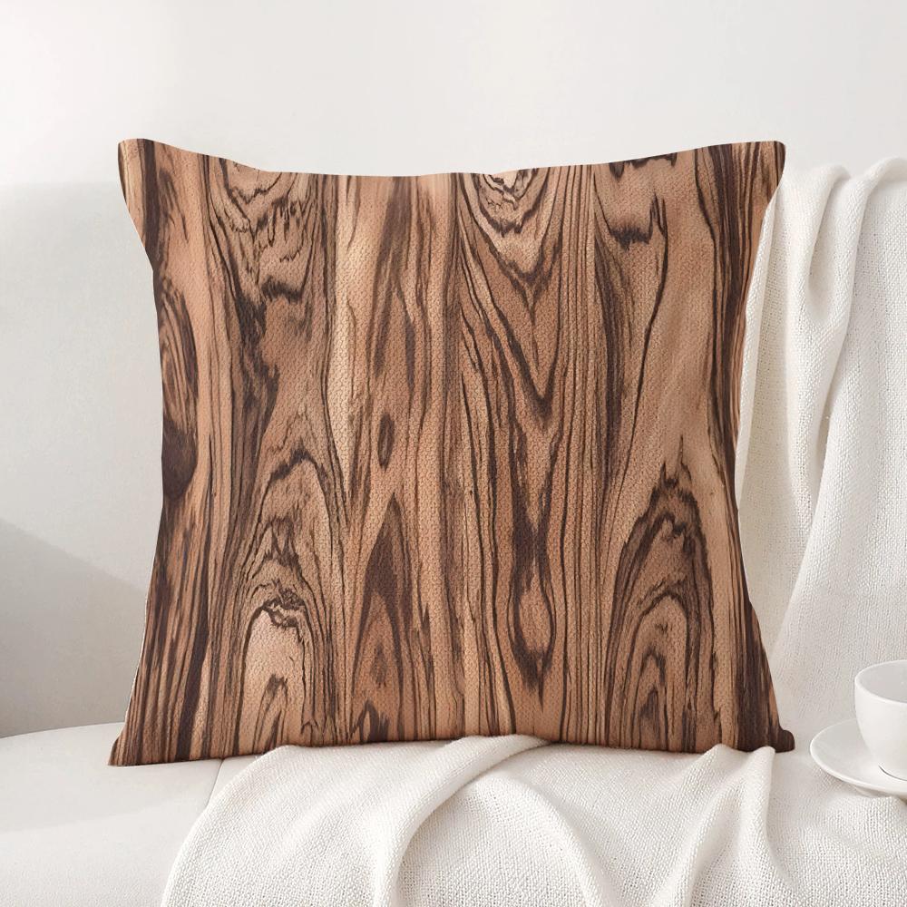 Classic Wood Grain Cushion Cover Natural Linen Organic Fabric DoubleSided Printing Sofa Home Decor Gift Pillow Cover