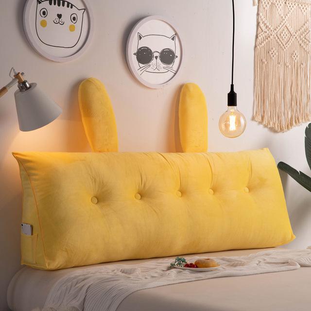 Large Soft Velvet Backrest Pillow Solid Bedside Cushion Removable Plush Seat Cushion Back Support for Couple