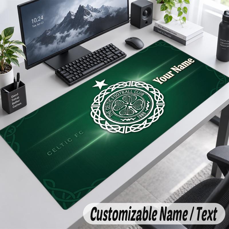 Custom Name Text Mouse Pad Celtic FC Personalized Desk Pad For Work And Gaming