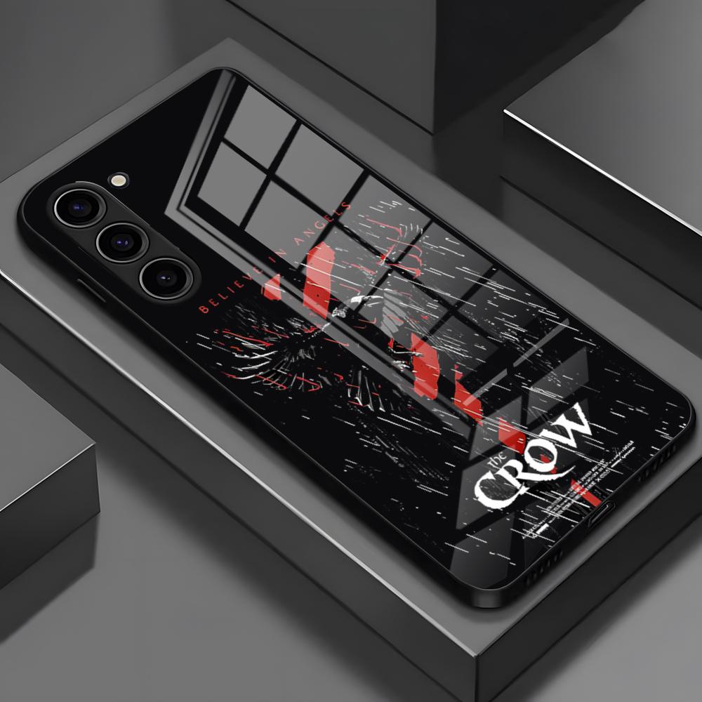 Классический чехол для телефона The Crow для Samsung S26 S25 Edge Ultra S23 S22 S21 S20 Ultra Plus S24 Fe A54 A53 A25 Стеклянная крышка