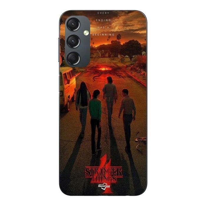 Coque de téléphone - MANIACASE - Samsung Galaxy A14 - Silicone TPU - Noir - Stranger Things saison 4