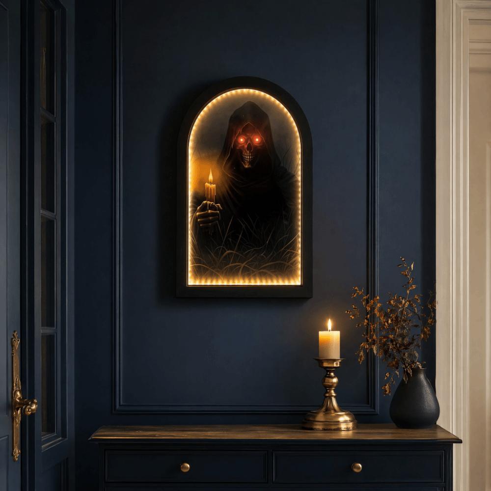 Illuminated Light Up Ghost Mirror Ghost Shaped LED Wall Mirror Gothic Horror