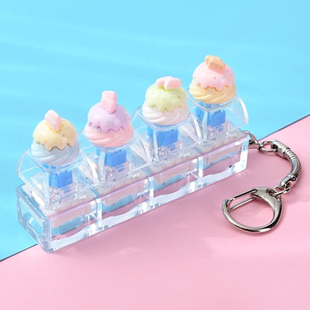 Bear Keycap Anti-stress Toy Pendant 4 Key Fidget Keychain Mini Keyboard Pendant Decompression Gift