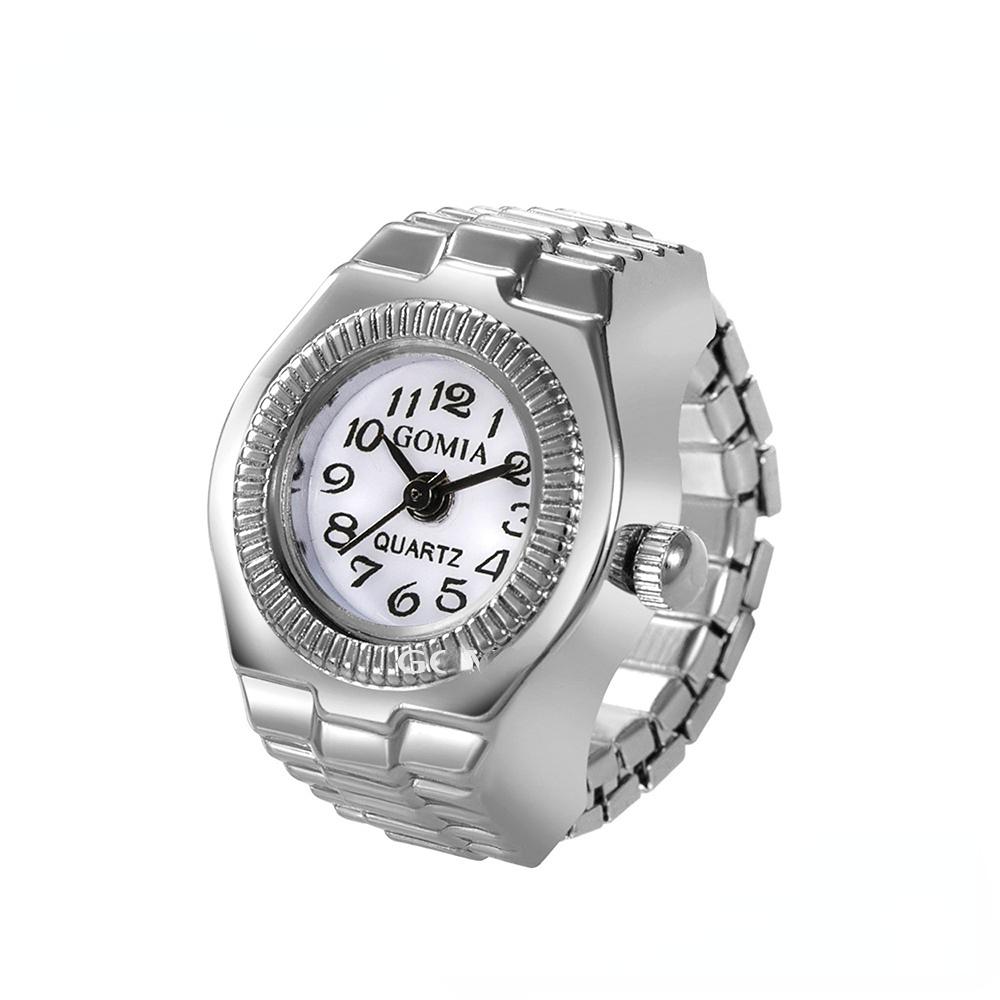 Унисекс модные ювелирные кварцевые часы кольцо с черным прямоугольным циферблатом