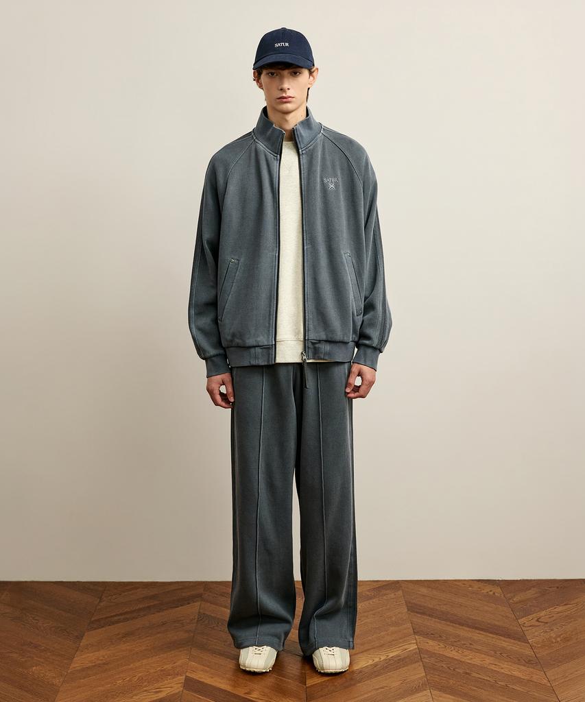 SATUR Rawton Pigment Track Zip-Up Jacket Navy
