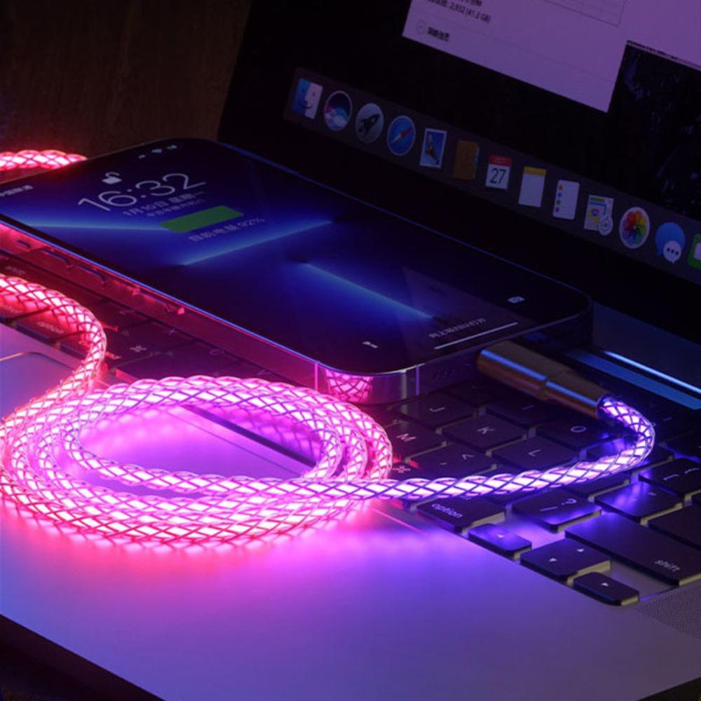 Type C RGB Color Light PD Cable PD 66W Corlorful Charging Cable Corlorful RGB USB Cable