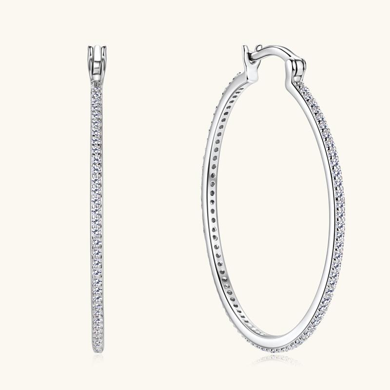 Silvere Glam Европейские и американские новые серьги-муассаниты в стиле Ins, крупные серьги в стиле хип-хоп, серьги из стерлингового серебра