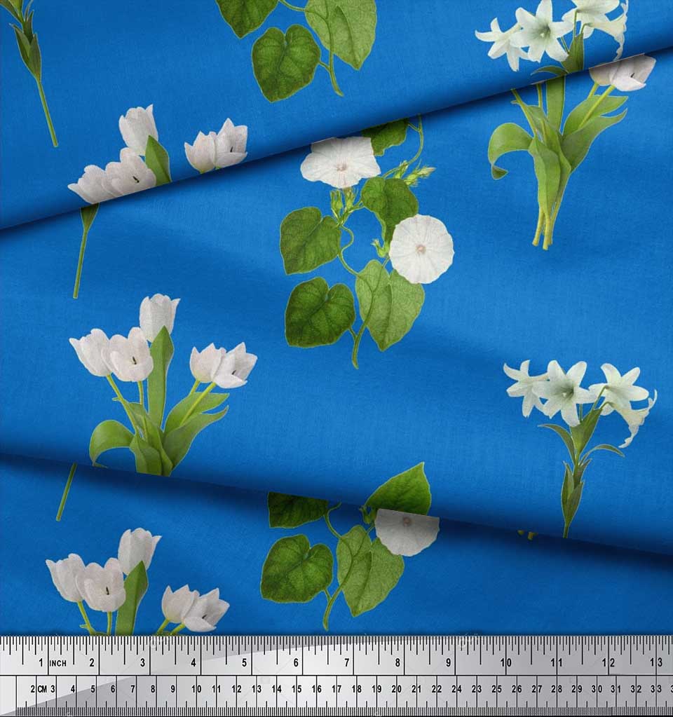 Soimoi Японская креп-сатиновая ткань с листьями, тюльпанами и цветочным принтом азалии, ткань по метрам 42 дюйма