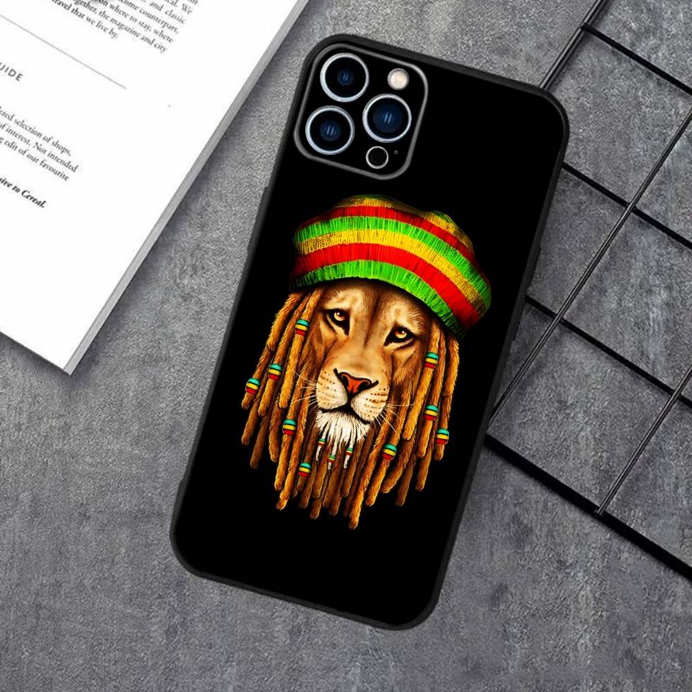 Чехол для телефона Bob Marley Rasta Lion для iPhone 16e, 16, 15, 14, 13, 12, 11, XS, XR, X, 8, 7, Pro, Max, Plus, mini Силиконовый Черный Чехол