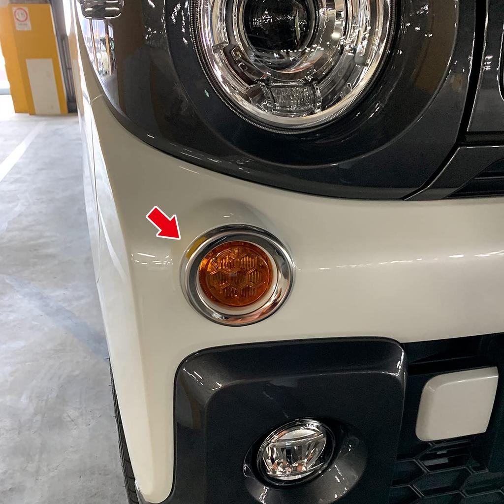 Oi-trading Suzuki Spacia Gear MK53S 2019 Переднее кольцо указателя поворота с покрытием [Материал] SUS304 Нержавеющая сталь Зеркальная отделка Автозапчасти Автомобильные аксессуары