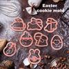 8 Pcs Easter Cookie Cutters Cartoon Bunny Egg Shape Food Grade Heat-resistant Reusable Non-sticky Candy Fondant Chocolate Baking Molds