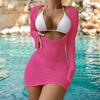 3 Pcs/Set Women Swimwear Cover Up Set Low-cut Bathing Soft Stylish Water Spa Bikini Set Cover Up Set Water Activity Clothes