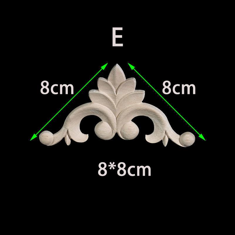 Unpainted Wood Carved Decal Corner Onlay Floral Appliques for Furniture Home Decoration Accessories Figurines for Decor Flowers