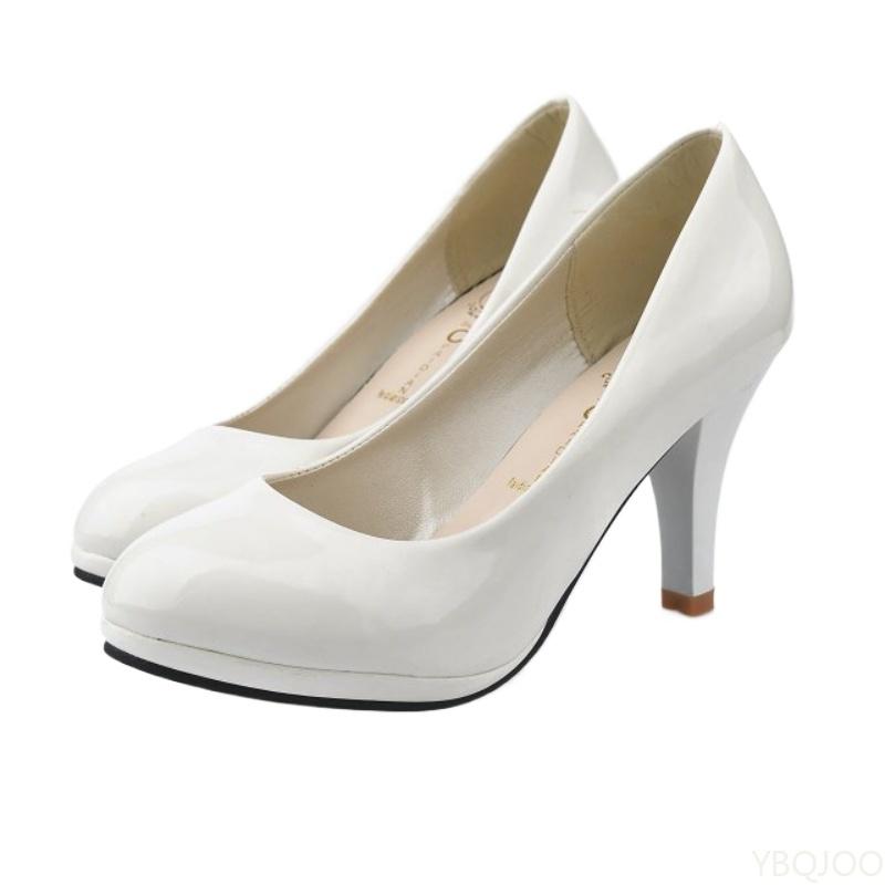Женская новая модная обувь, женские туфли из кожи с неглубоким носком, элегантные туфли на высоком каблуке с круглым носком, женские туфли-лодочки для свадебной вечеринки, mujer