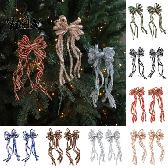 Holiday Gift Wrapping Bows 2 Pcs Velvet Christmas Bows, Shiny Bow Tree Hanging Decoration for Large Fabric Decorations Wreath, Garland, Xmas