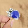 925 Sterling Silver Lapis Lazuli Stone Daughter Boho Promise Flower Ring Jewelry