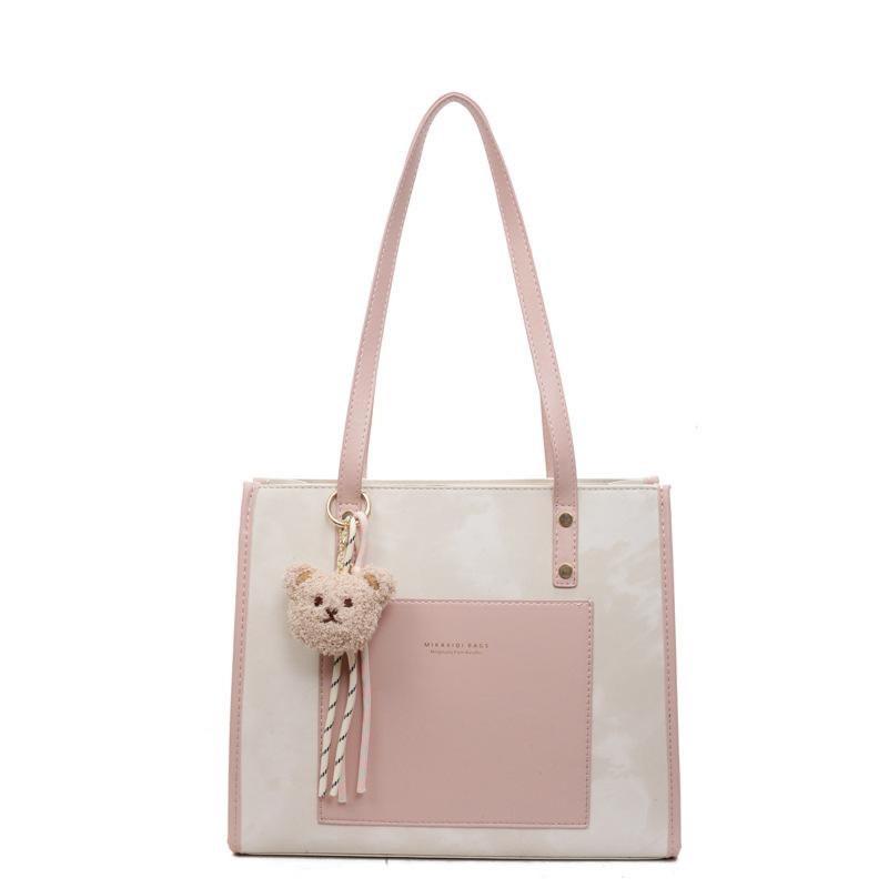 Модная сумка-тоут большой вместимости, женская новая сумка через плечо с цветной контрастной вставкой для поездок на работу