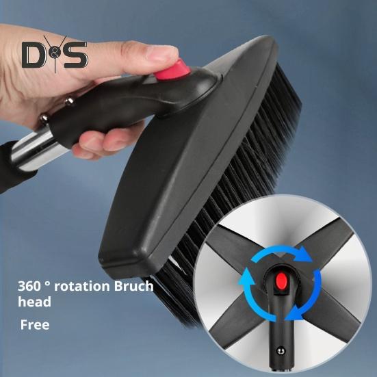 Лопата для снега с насадками 3 в 1, нейлоновая щетина, вращающаяся конструкция головки, простая установка, скребок для снега и льда с эргономичной ручкой