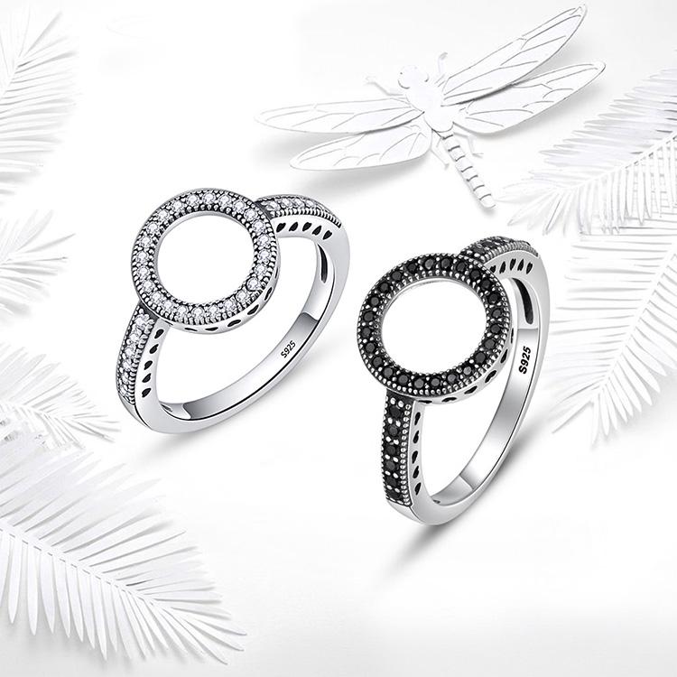 Женское кольцо BAMOER из стерлингового серебра 925 пробы с блестящим цирконием