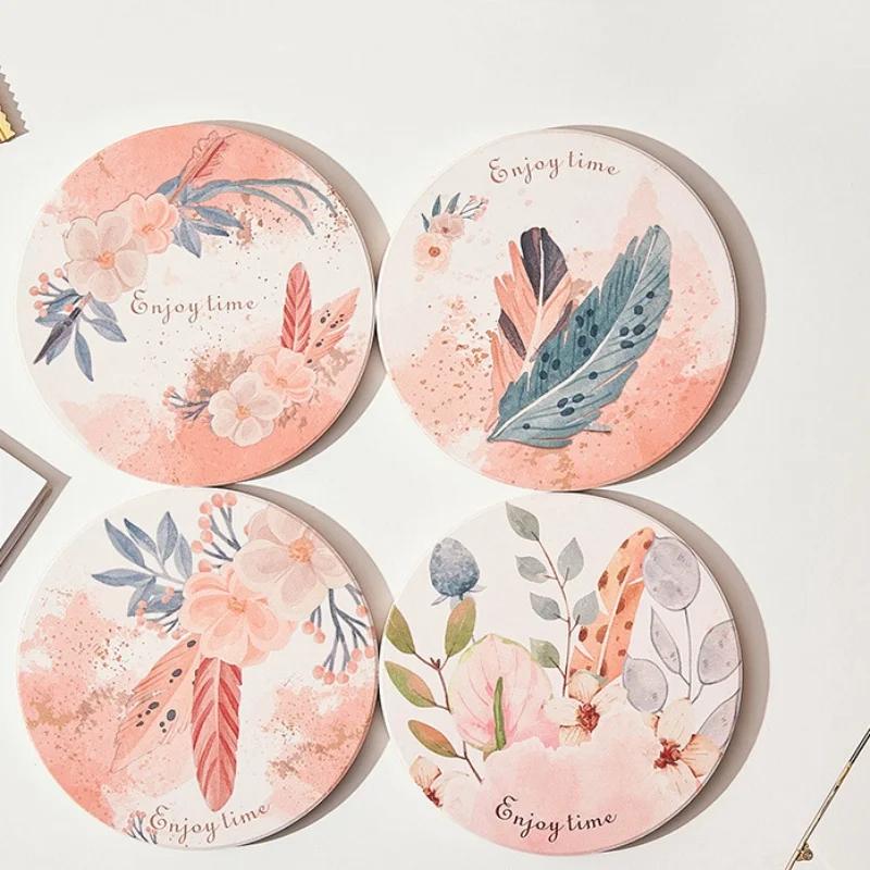 Керамические подставки с пробковым основанием «Цветочный сезон», противоожоговые, теплоизоляционные, водопоглощающие коврики, подставки для домашних чайных чашек, стола, стаканов