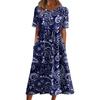 Жен. Повседневные платья Платья с принтами Летние платья С принтами Плиссированные платья-миди с круглым вырезом Классический Классический На открытом воздухе Повседневные С короткими рукавами Свободные платья