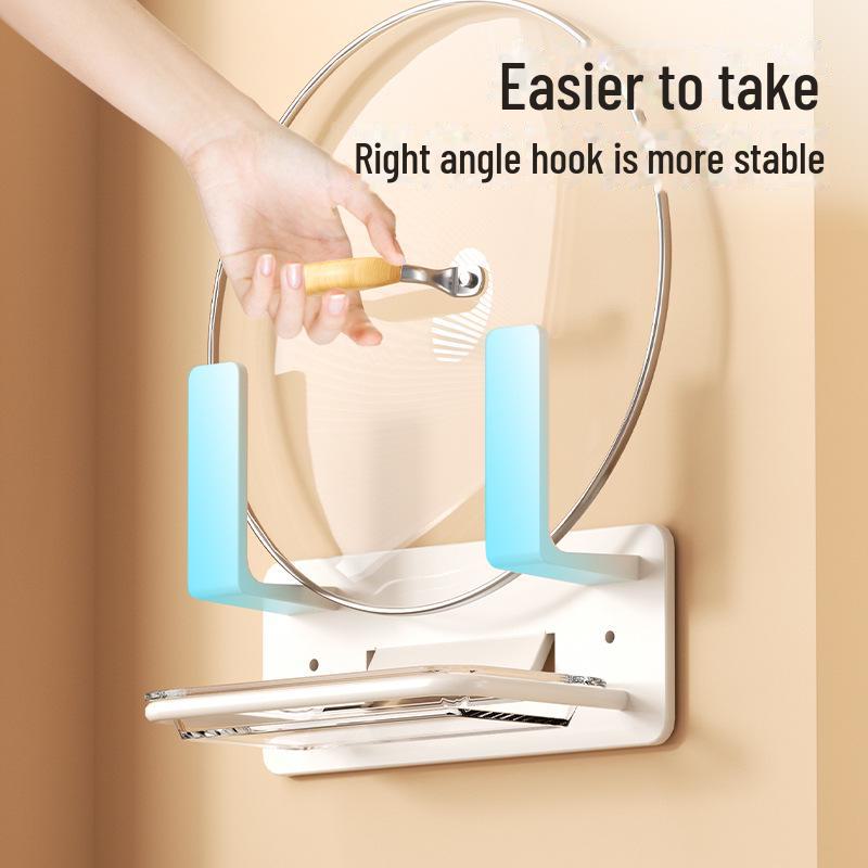 Wall-Mounted Pot Lid and Chopping Board Rack - Punch-Free Storage Solution for Large and Small Lids