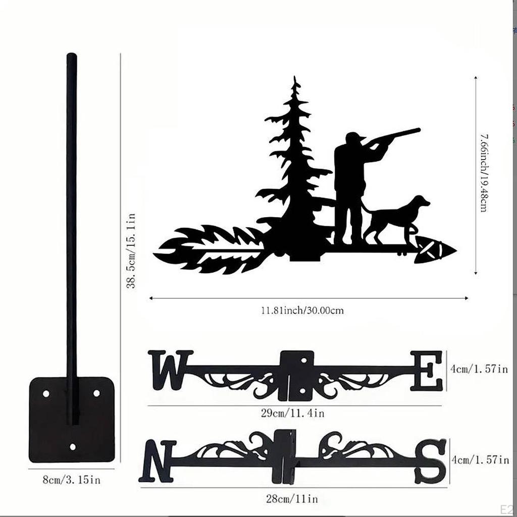 Man Dog Weathervane Metal Wind Vane Shed Farm Weathercock Outside Measuring Tool Direction