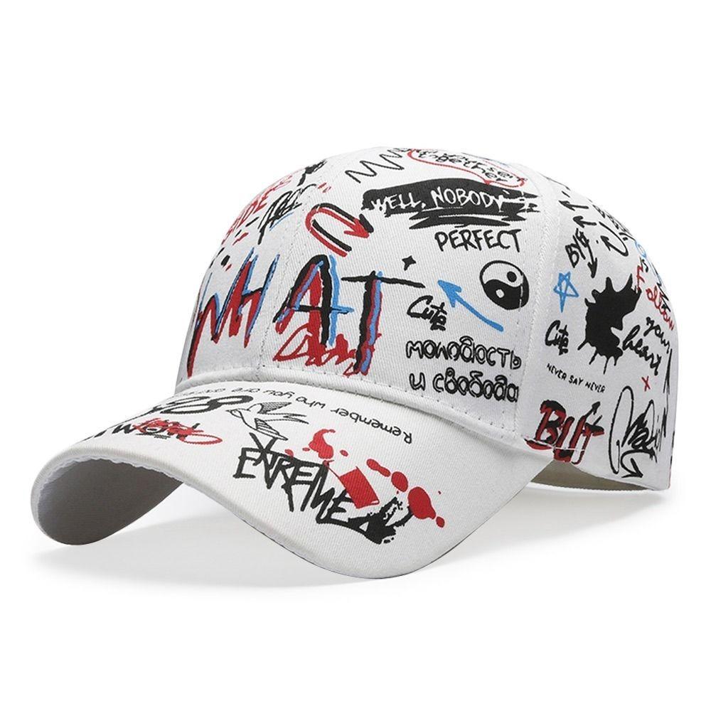 Casual Hip Hop Baseball Cap Letter Graffiti Print Sun Hat Outdoor Breathable Snapback Hat for Men Women