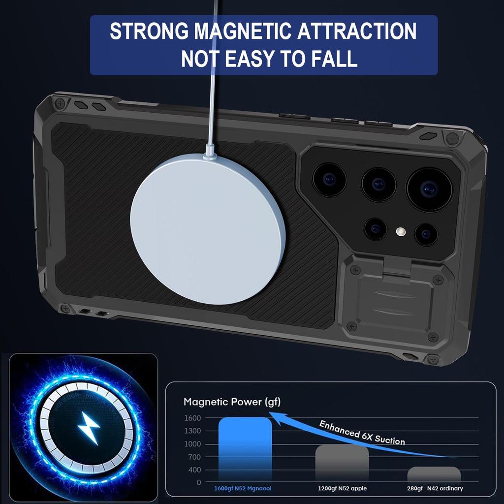 Защитный чехол с функцией беспроводной зарядки для Samsung Galaxy S23/S24 Ultra Magnetic для трансграничного использования.
