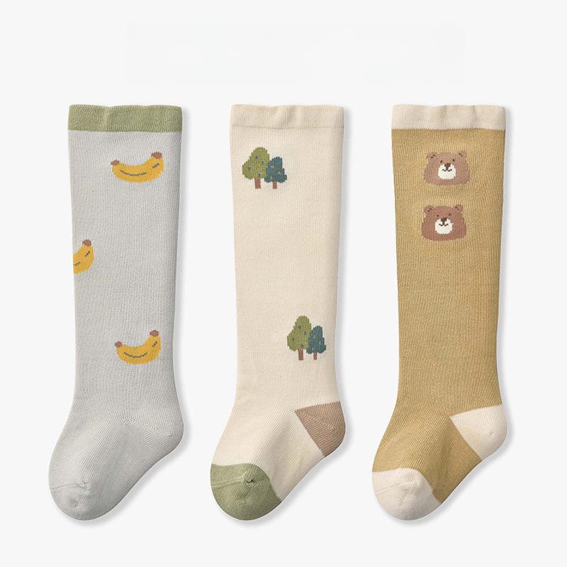 3 пары/лот Детские гольфы до колена Детские для девочек и мальчиков Мягкие хлопковые длинные носки Милые испанские полосатые однотонные детские носки для 0-3 лет