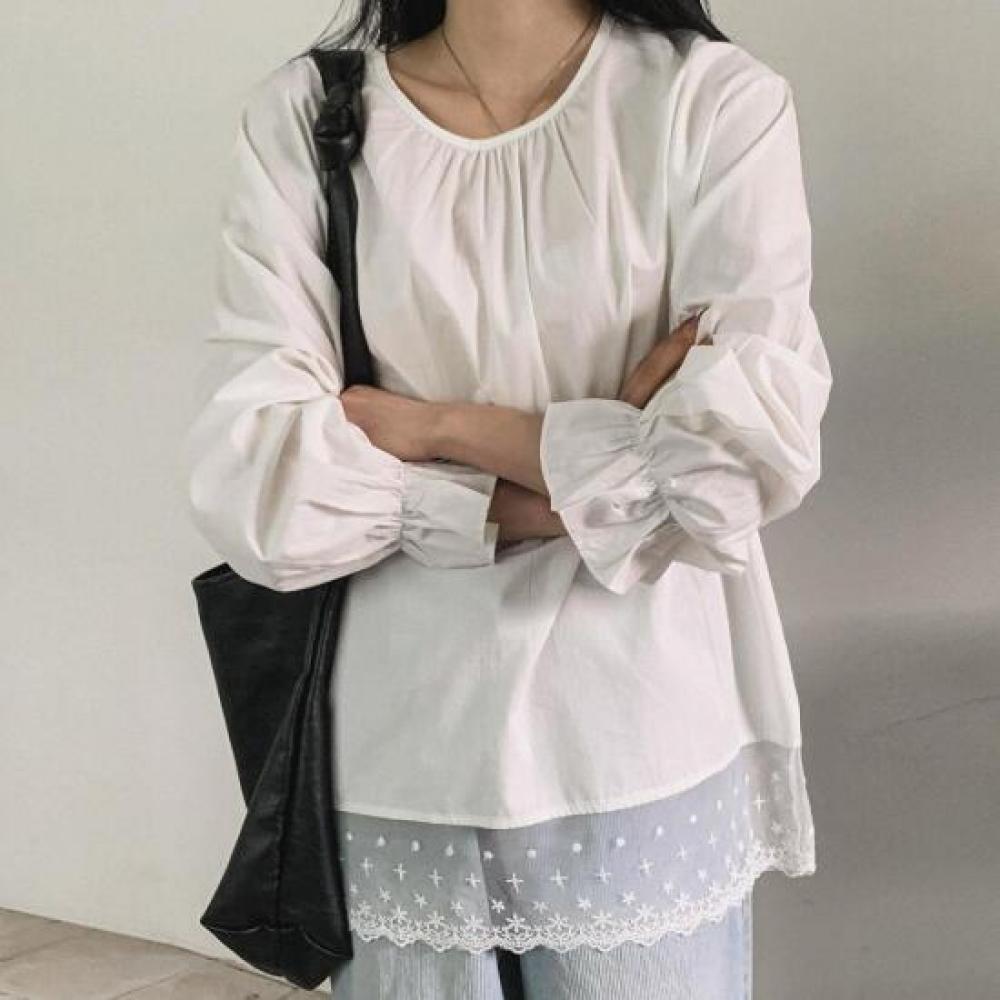 New ArrivalS Open Run Women S Cotton blouSe looSe Fit Neck Shirring deSign