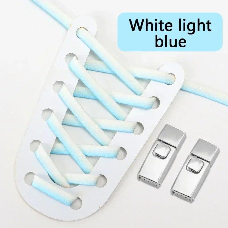 New No Tie Shoe Laces Press Lock Flat Color Gradient Elastic Shoelaces Without Ties Shoelace Rubber Bands for Shoes Woman Man