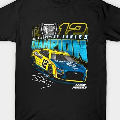 Мужская футболка Blaney 2025 Чемпион NASCAR Cup Series Черная Повседневная Футболка с гоночным принтом