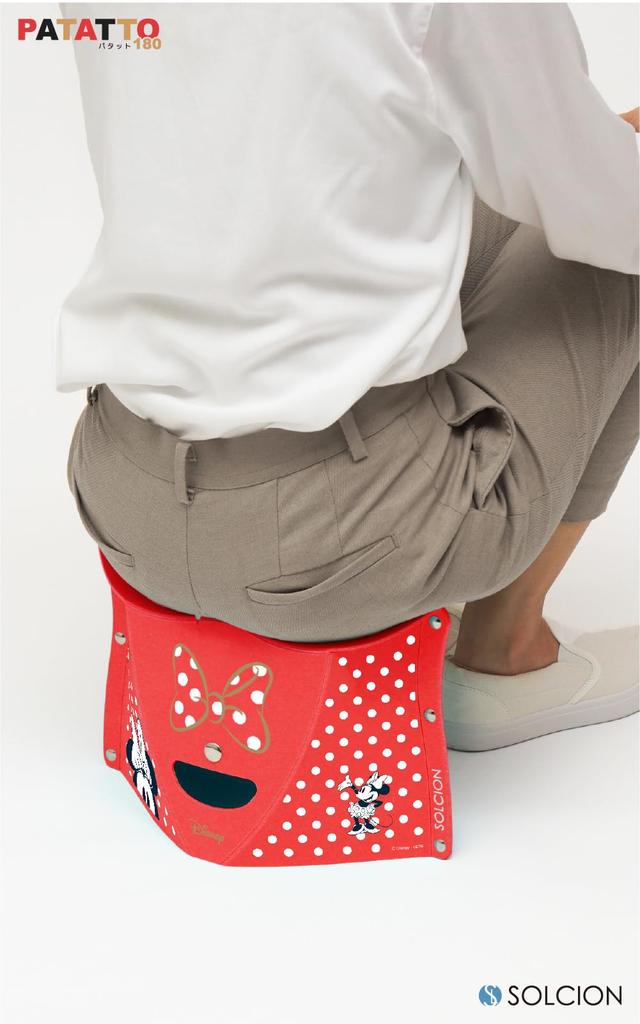 PATATTO180 Складной стул Disney Вместимость Легко складывается Patatto Disney в [SOLCION Official] (Минни Красная) [Вес 100 кг] Нести, Тонко, [Сделано в Японии]