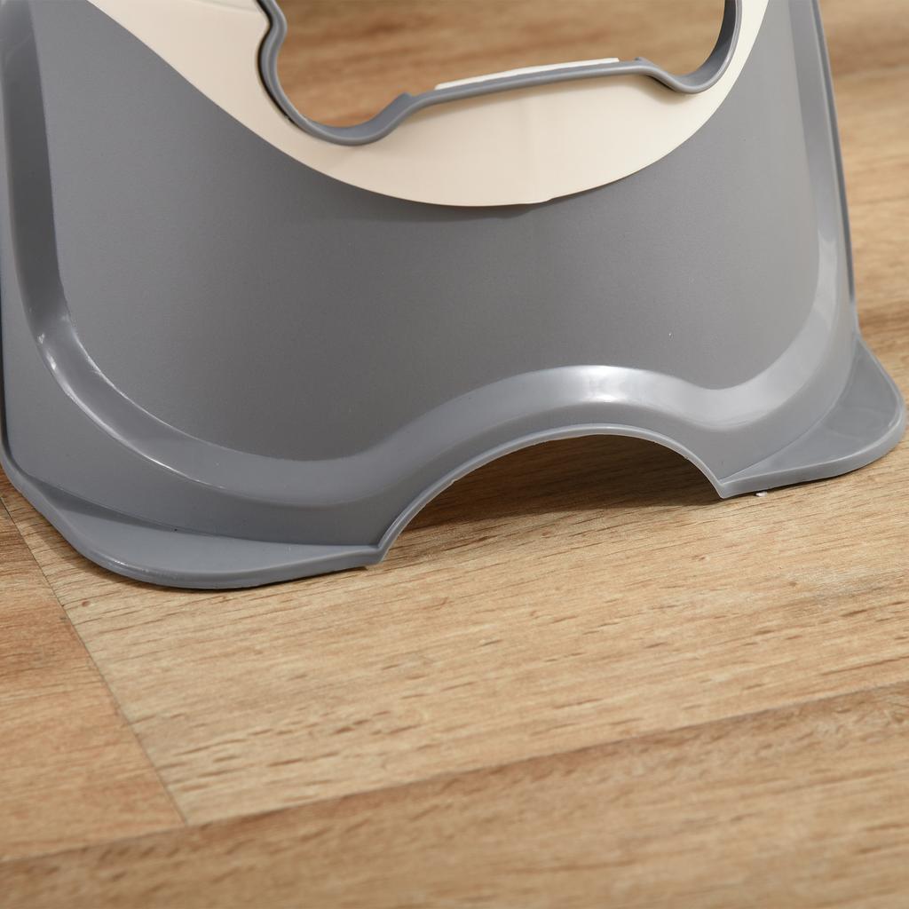 Double Raised Dog Bowl in Stainless Steel and Plastic with Non-Slip Feet, 47x25x20cm, White and Grey