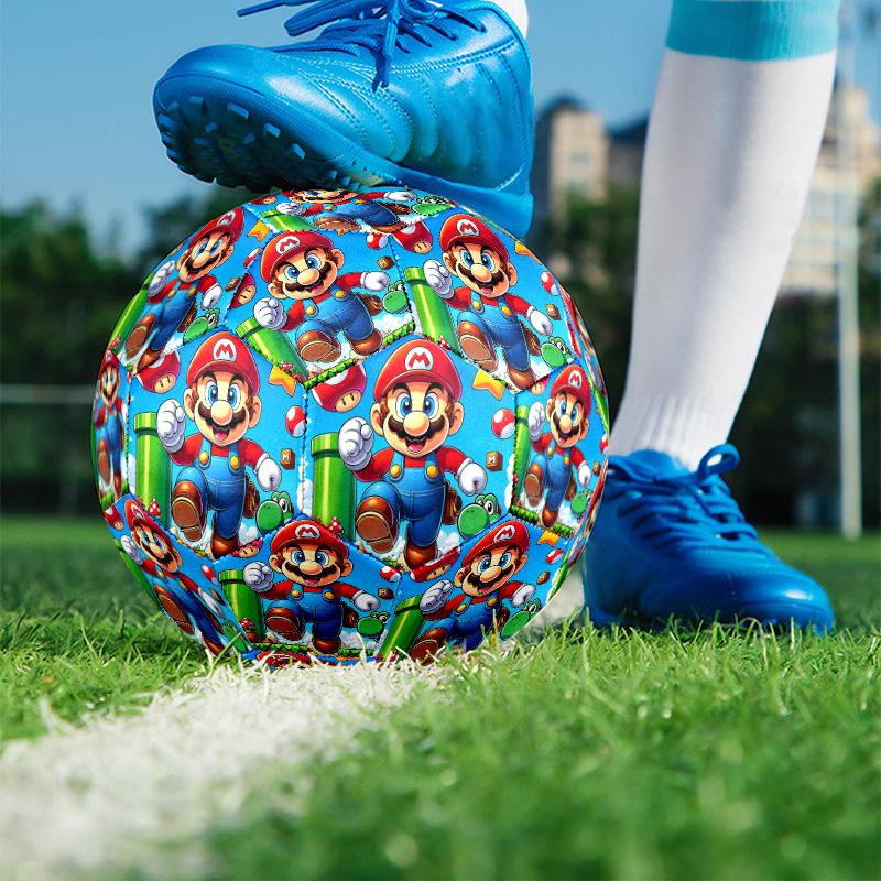 Super Mario Print Size 5 Soccer Ball, PU Wear Resistant Football for Match Training and Daily Practice, Birthday Gift for Soccer Fans