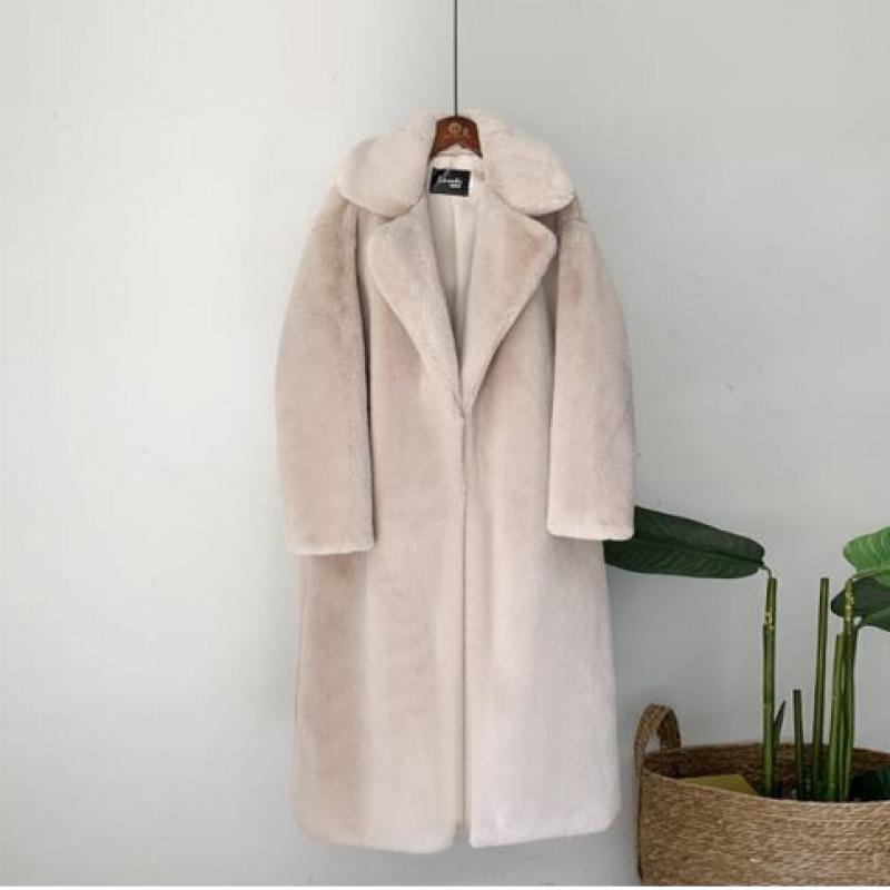 Women Winter Warm Faux Fur Coat Thick Women Long Coat Turn Down Collar Women Warm Coat With Belt Casaco Feminino