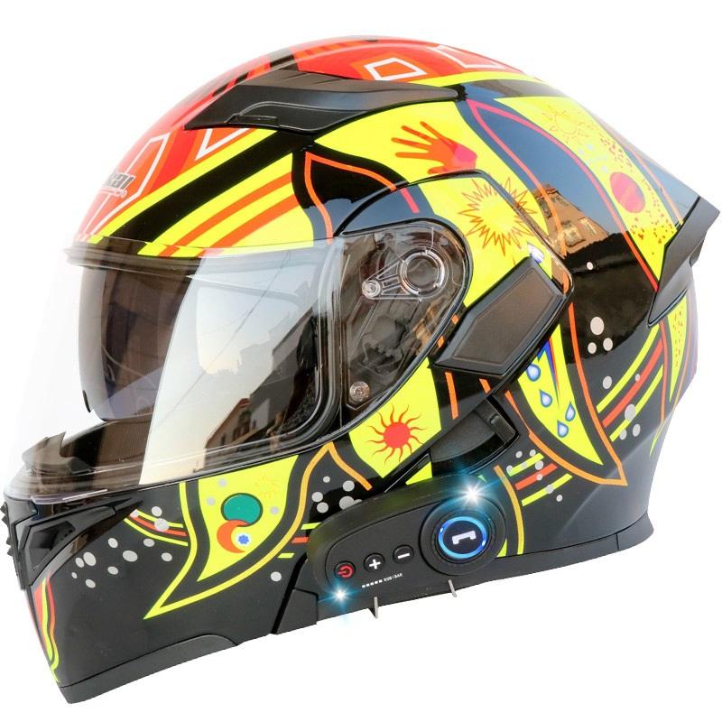 Bluetooth Motorcycle Helmets Full Face Helmet Flip Up Double Lens Anti-Fog Design Moto Helmet For Motorcyclist