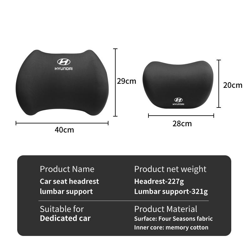 3D Memory Foam Car Logo Seat Headrest Lumbar Support Neck Cushion For Hyundai I30 I20 IX35 I40 Tucson Getz Veloster Kona B32