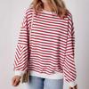 New Fashion Striped Round Neck Sweatshirt for Women In Autumn and Winter