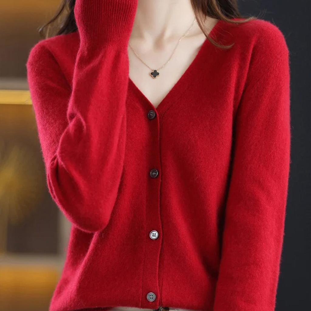 Женский трикотаж с V-образным вырезом, однобортный, на пуговицах, пуловеры, свитера женские, осень-весна, с длинным рукавом, короткие, маленькие, свежие, верхняя одежда, трикотажные кардиганы, топы
