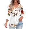 Shirts For Women Trendy V Neck Button T Shirts Casual Printed Summer Tees T Shirt Blouse Three Quarter Sleeve Tops For Women