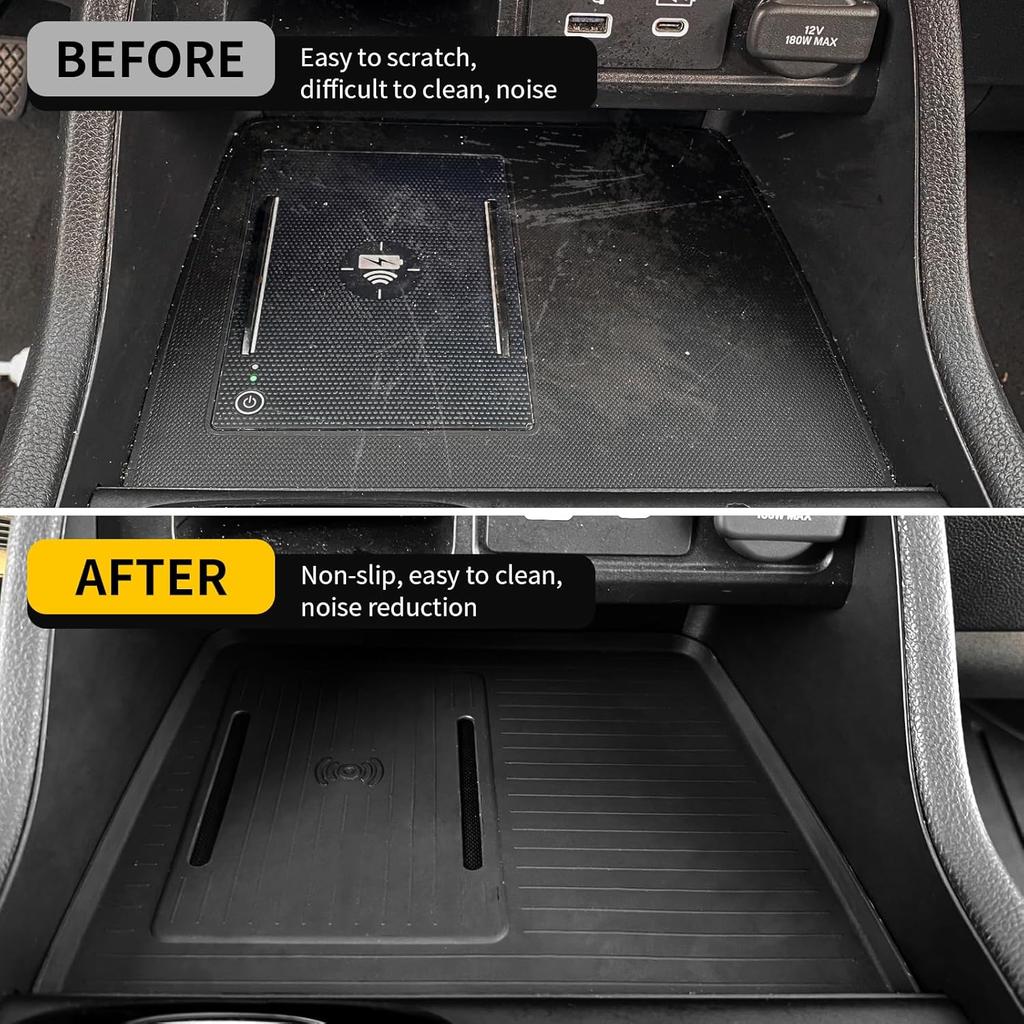 Center Console Mat Compatible With 2024 2025 Honda Pilot 2026 Passport Interior Wireless Charging Mat Center Console Anti-Slip Protector Pad