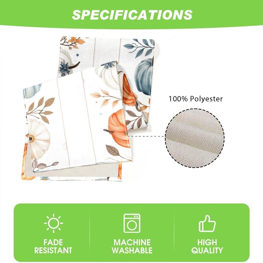 1 Piece Of Autumn-Themed Watercolor Table Runner With Pumpkins, Autumn Leaves, And Small Flowers, Suitable For Autumn And Thanksgiving Decorations