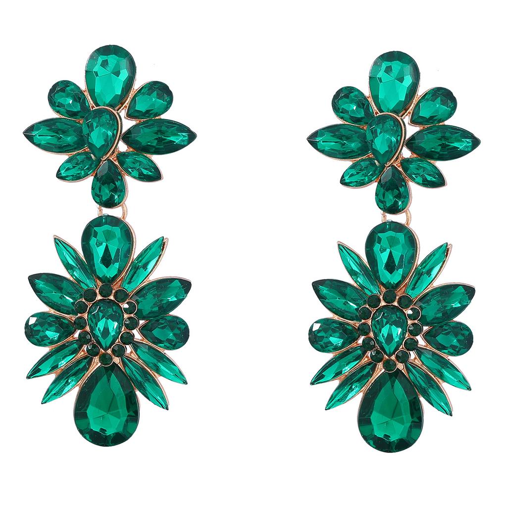 Crystal Flowers Dangle Geometric Earrings For Women Pendientes Bride Wedding Party Vintage Jewelry