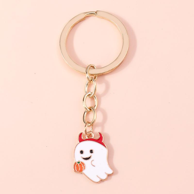 Cute Enamel Ghost Keychain Halloween Witch Pumpkin Bat Keyring Pendants for Car Key Holder Handbag Decor Jewelry  Accessories
