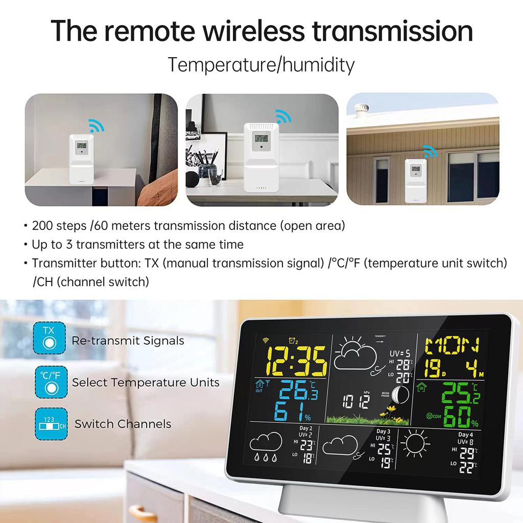 WIFI Weather Station Wireless Indoor Outdoor Hygrometer Thermometer Temperature Humidity Display KTY