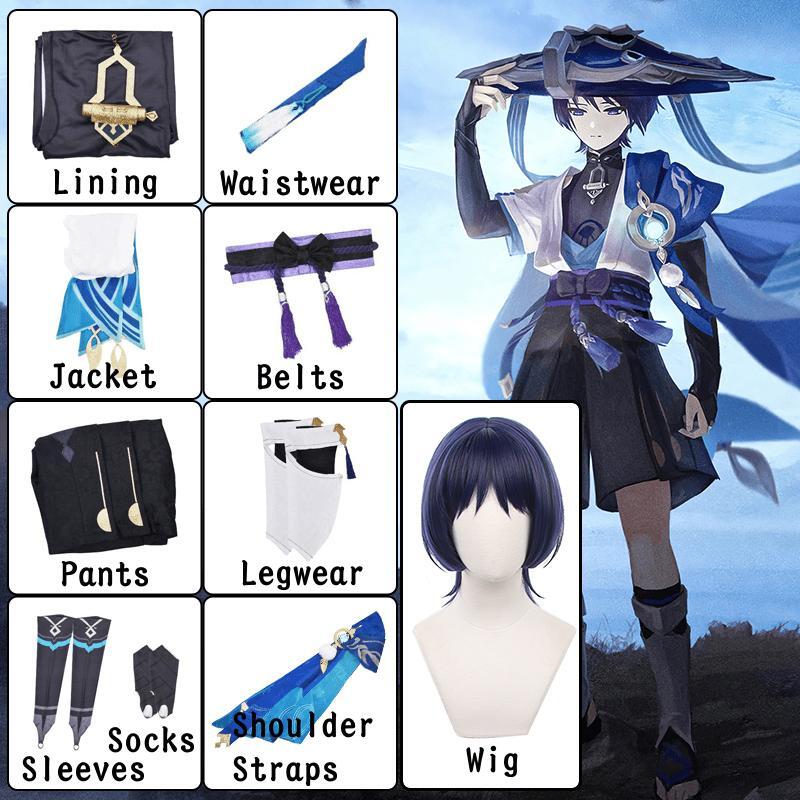 Wanderer Scaramouche Косплей Scaramouche Косплей Костюм Униформа Одежда Парик Полный костюм Игры Scaramouche Костюмы