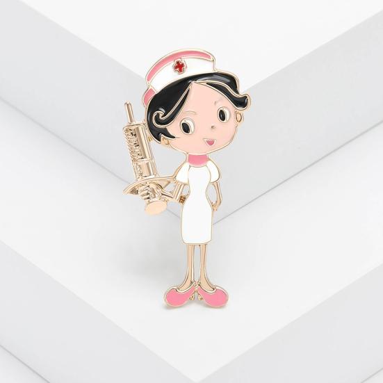 Брошь для медсестры, мультяшная форма медсестры, изысканная цветостойкость, антикоррозийная, антиокислительная, гладкое пальто, шарф, сумка, украшение для шляпы, брошь, булавка для одежды, ювелирные изделия