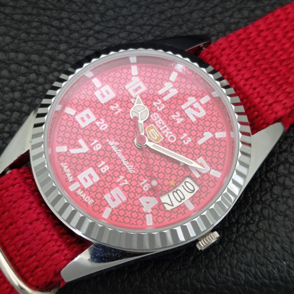 SEIKO 5 AUTOMATIC 6309A VINTAGE REFURBISHED JAPAN MENS RED DIAL WATCH a444011-1